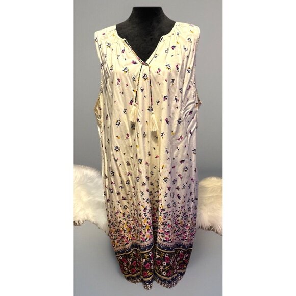 Old Navy Midi Dress Sleeveless Shift Style Plus Sz 2X Floral Cottage Lined - Picture 1 of 10